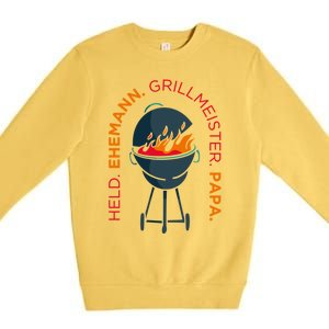 Hero Husband Grill Master Papa Family Father Gift Premium Crewneck Sweatshirt