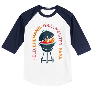 Hero Husband Grill Master Papa Family Father Gift Baseball Sleeve Shirt