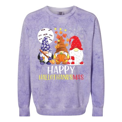 Happy Hallothanksmas Gnomes Colorblast Crewneck Sweatshirt