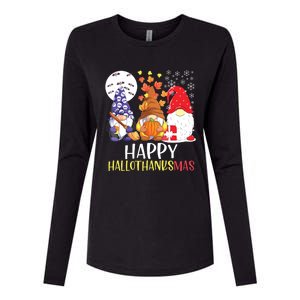 Happy Hallothanksmas Gnomes Womens Cotton Relaxed Long Sleeve T-Shirt