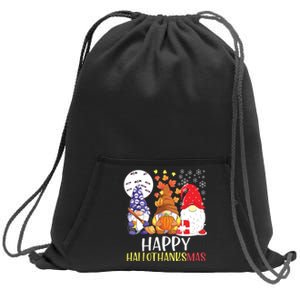 Happy Hallothanksmas Gnomes Sweatshirt Cinch Pack Bag