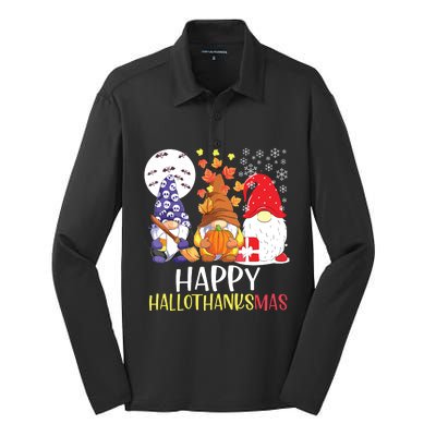 Happy Hallothanksmas Gnomes Silk Touch Performance Long Sleeve Polo