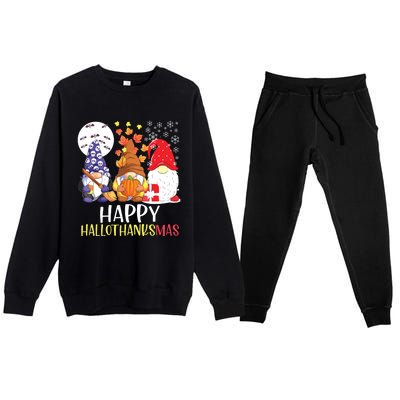 Happy Hallothanksmas Gnomes Premium Crewneck Sweatsuit Set