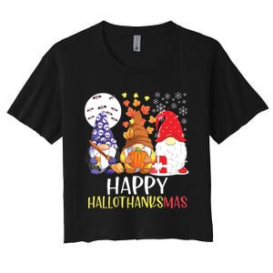 Happy Hallothanksmas Gnomes Women's Crop Top Tee