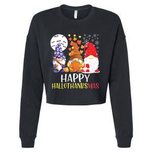 Happy Hallothanksmas Gnomes Cropped Pullover Crew