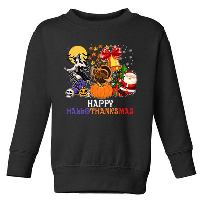 HAPPY HALLOTHANKSMAS GNOME Halloween Thanksgiving Christmas Toddler Sweatshirt