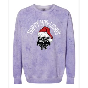 Happy Hoomeaningful Giftlidays Funny Owl Pun Christmas Owl Cute Gift Colorblast Crewneck Sweatshirt