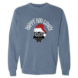 Happy Hoomeaningful Giftlidays Funny Owl Pun Christmas Owl Cute Gift Garment-Dyed Sweatshirt