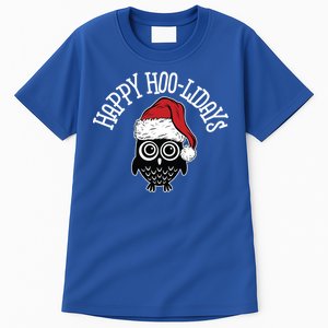 Happy Hoomeaningful Giftlidays Funny Owl Pun Christmas Owl Cute Gift Tall T-Shirt