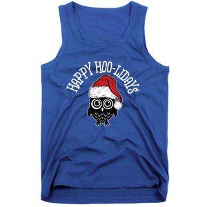 Happy Hoomeaningful Giftlidays Funny Owl Pun Christmas Owl Cute Gift Tank Top