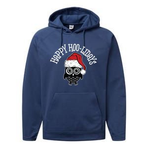 Happy Hoomeaningful Giftlidays Funny Owl Pun Christmas Owl Cute Gift Performance Fleece Hoodie