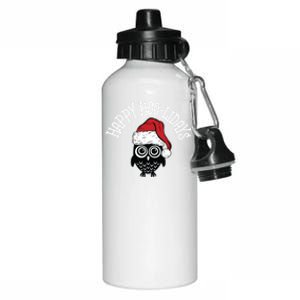 Happy Hoomeaningful Giftlidays Funny Owl Pun Christmas Owl Cute Gift Aluminum Water Bottle