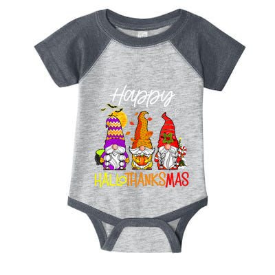 Happy Hallothanksmas Gnomes Halloween Thanksgiving Christmas Infant Baby Jersey Bodysuit