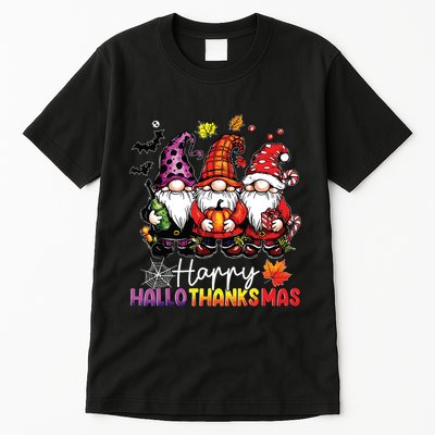 Happy Hallothanksmas Gnomes Lover Halloween Merry Christmas Tall T-Shirt