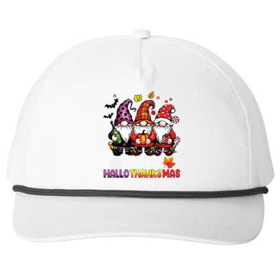 Happy Hallothanksmas Gnomes Lover Halloween Merry Christmas Snapback Five-Panel Rope Hat