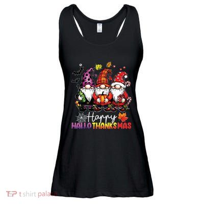 Happy Hallothanksmas Gnomes Lover Halloween Merry Christmas Ladies Essential Flowy Tank