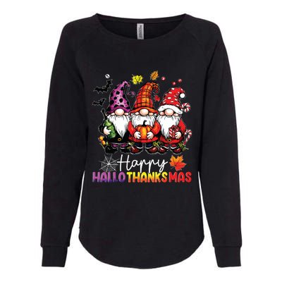 Happy Hallothanksmas Gnomes Lover Halloween Merry Christmas Womens California Wash Sweatshirt