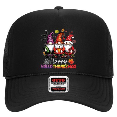 Happy Hallothanksmas Gnomes Lover Halloween Merry Christmas Trucker Hat