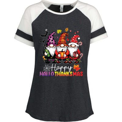 Happy Hallothanksmas Gnomes Lover Halloween Merry Christmas Enza Ladies Jersey Colorblock Tee