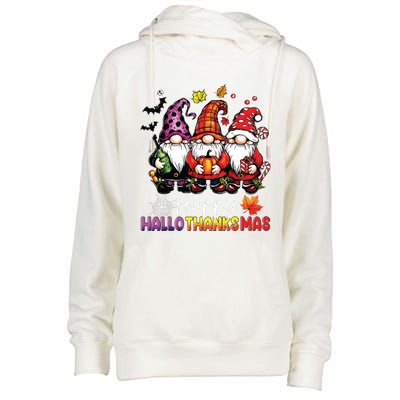 Happy Hallothanksmas Gnomes Lover Halloween Merry Christmas Womens Funnel Neck Pullover Hood