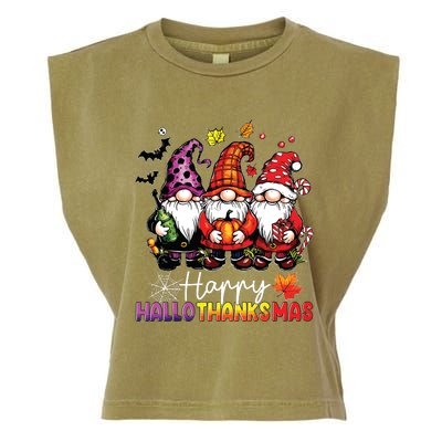 Happy Hallothanksmas Gnomes Lover Halloween Merry Christmas Garment-Dyed Women's Muscle Tee