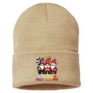 Happy Hallothanksmas Gnomes Lover Halloween Merry Christmas Sustainable Knit Beanie