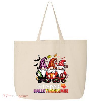 Happy Hallothanksmas Gnomes Lover Halloween Merry Christmas 25L Jumbo Tote