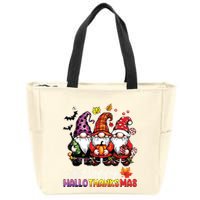 Happy Hallothanksmas Gnomes Lover Halloween Merry Christmas Zip Tote Bag