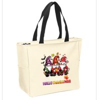 Happy Hallothanksmas Gnomes Lover Halloween Merry Christmas Zip Tote Bag