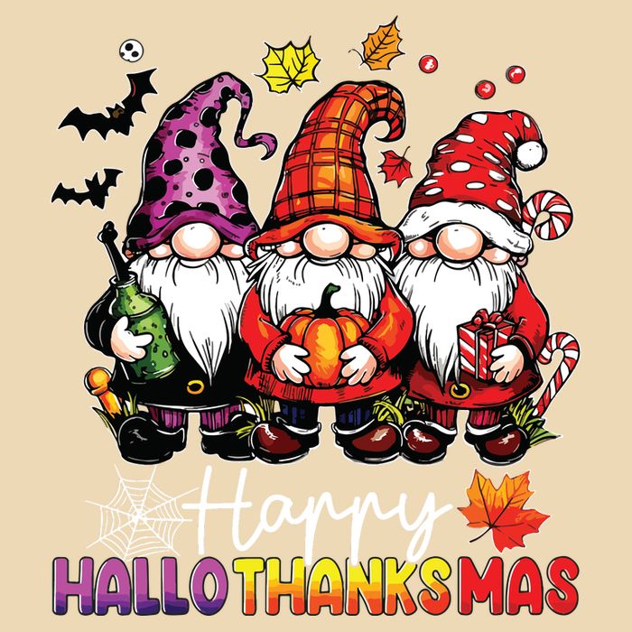 Happy Hallothanksmas Gnomes Lover Halloween Merry Christmas Zip Tote Bag