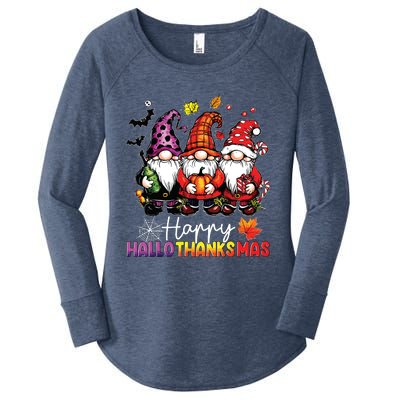 Happy Hallothanksmas Gnomes Lover Halloween Merry Christmas Women's Perfect Tri Tunic Long Sleeve Shirt