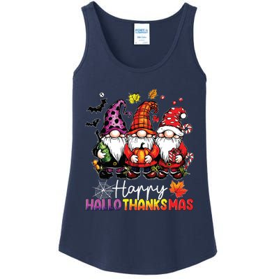 Happy Hallothanksmas Gnomes Lover Halloween Merry Christmas Ladies Essential Tank