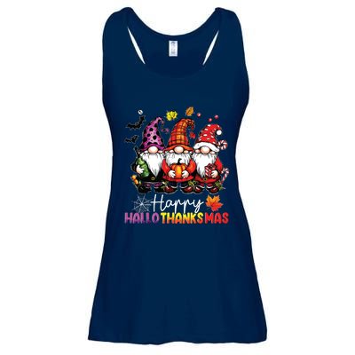 Happy Hallothanksmas Gnomes Lover Halloween Merry Christmas Ladies Essential Flowy Tank