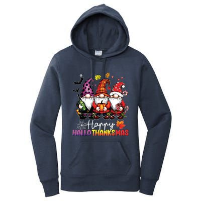 Happy Hallothanksmas Gnomes Lover Halloween Merry Christmas Women's Pullover Hoodie