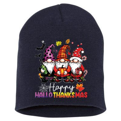 Happy Hallothanksmas Gnomes Lover Halloween Merry Christmas Short Acrylic Beanie