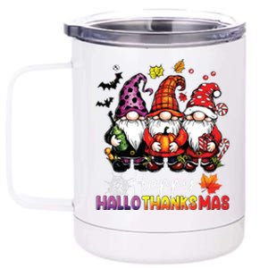 Happy Hallothanksmas Gnomes Lover Halloween Merry Christmas 12 oz Stainless Steel Tumbler Cup