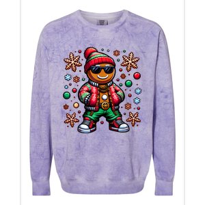 Hip Hop Gingerbread Man Xmas Funny Christmas Colorblast Crewneck Sweatshirt