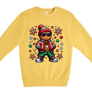 Hip Hop Gingerbread Man Xmas Funny Christmas Premium Crewneck Sweatshirt