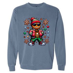 Hip Hop Gingerbread Man Xmas Funny Christmas Garment-Dyed Sweatshirt