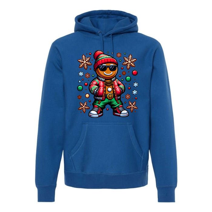 Hip Hop Gingerbread Man Xmas Funny Christmas Premium Hoodie