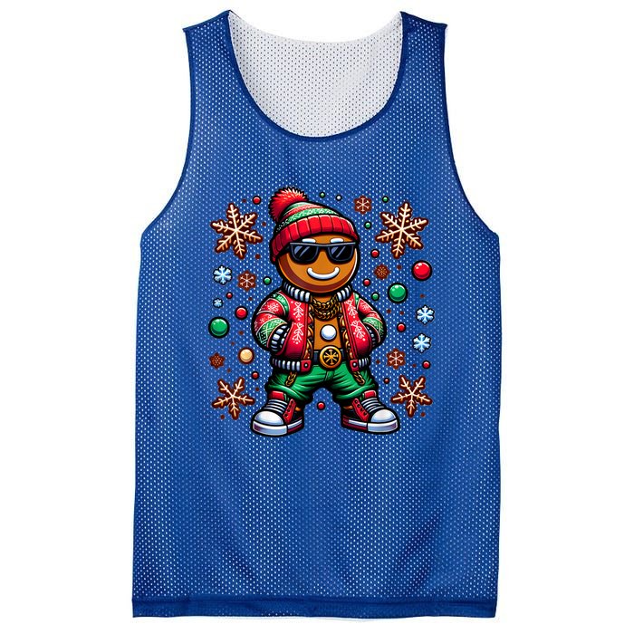 Hip Hop Gingerbread Man Xmas Funny Christmas Mesh Reversible Basketball Jersey Tank