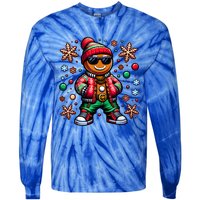 Hip Hop Gingerbread Man Xmas Funny Christmas Tie-Dye Long Sleeve Shirt