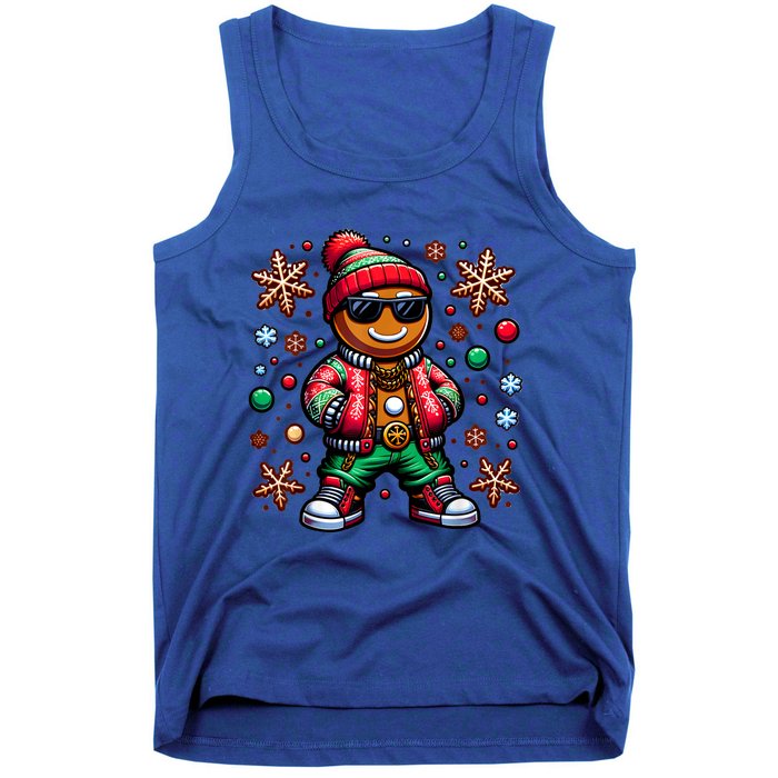 Hip Hop Gingerbread Man Xmas Funny Christmas Tank Top