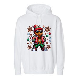 Hip Hop Gingerbread Man Xmas Funny Christmas Garment-Dyed Fleece Hoodie