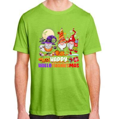 Happy Hallothanksmas Gnomes Halloween Thanksgiving Christmas Adult ChromaSoft Performance T-Shirt