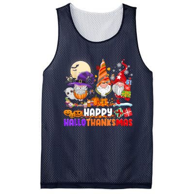 Happy Hallothanksmas Gnomes Halloween Thanksgiving Christmas Mesh Reversible Basketball Jersey Tank