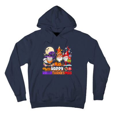 Happy Hallothanksmas Gnomes Halloween Thanksgiving Christmas Tall Hoodie