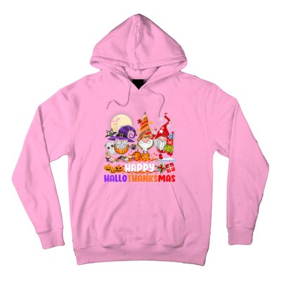 Happy Hallothanksmas Gnomes Halloween Thanksgiving Christmas Hoodie