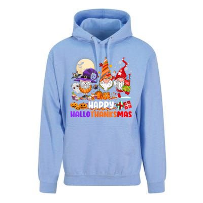 Happy Hallothanksmas Gnomes Halloween Thanksgiving Christmas Unisex Surf Hoodie