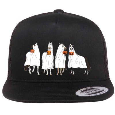 Halloween Horse Ghost Boo Cow Western Spooky Season Cool Gift Flatbill Hat